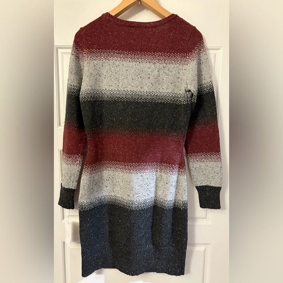 NWT By &‎ By Striped Burgundy Gray Speck Sweater Cute Knee Dress Medium M 8 10 - Picture 5 of 7